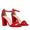 Czerwone sandały na wysokim słupku Veronia - Obuwie
