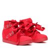 Czerwone sneakersy na koturnie z ćwiekami Savannah - Obuwie