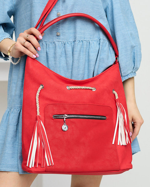 Dámska červená shopper taška so sťahovacími šnúrkami - Doplnky