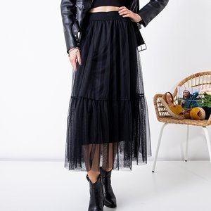 Dámska čierna maxi sukňa s tylom - Oblečenie