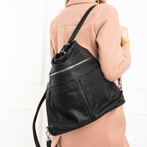 Dámska čierna shopper taška z ekologickej matnej kože - Doplnky