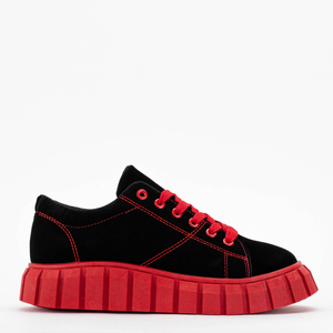 Dámska čierna športová obuv na červenej platforme Miko - Obuv