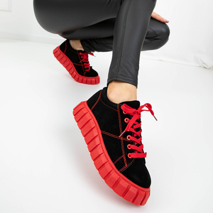 Dámska čierna športová obuv na červenej platforme Miko - Obuv