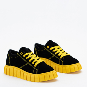 Dámska čierna športová obuv na žltej platforme Miko - Obuv