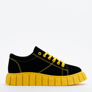 Dámska čierna športová obuv na žltej platforme Miko - Obuv