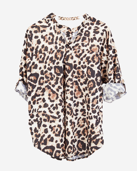 Dámska košeľa s leopardím vzorom s retiazkou - Oblečenie