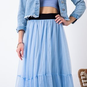 Dámska modrá maxi sukňa s tylom - Oblečenie
