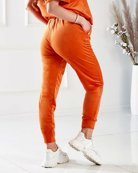 Dámska oranžová športová súprava s ozdobnými gombíkmi - Oblečenie