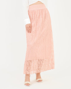 Dámska ružová čipkovaná midi sukňa - Oblečenie
