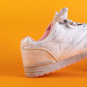 Dámska svetlošedá brokátová športová obuv s ružovou podrážkou Simoli - Obuv