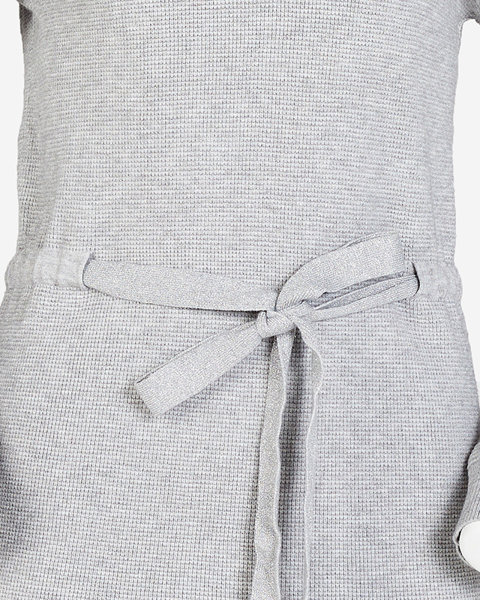Dámska svetrová tunika sivej farby so stojačikom - Oblečenie