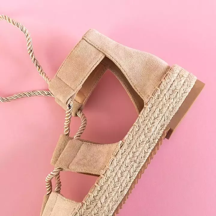 Dámske béžové viazané sandále Nikolase - Obuv