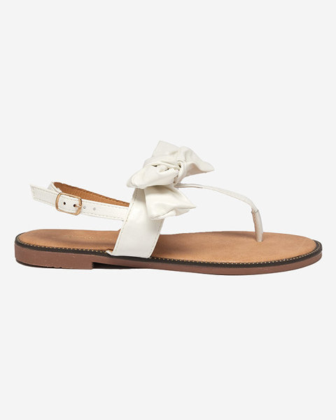 Dámske biele sandále s mašľou Guzann- Topánky