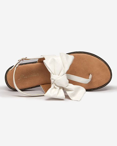 Dámske biele sandále s mašľou Guzann- Topánky