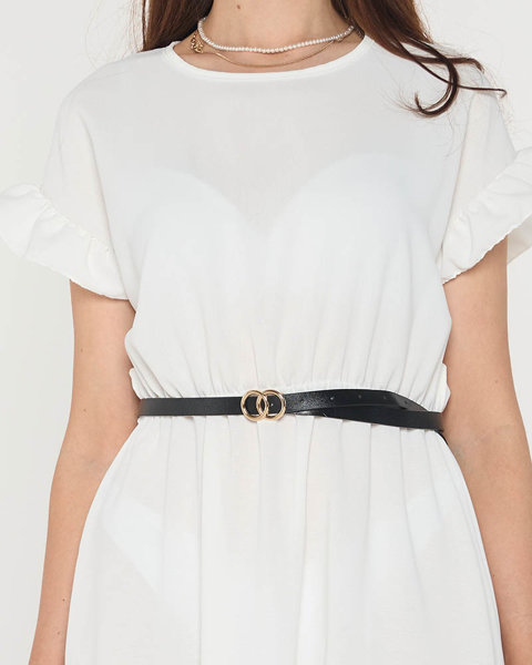 Dámske biele šaty s volánmi - Oblečenie