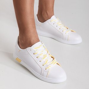 Dámske biele športové tenisky so žltými vložkami Xosi - Footwear
