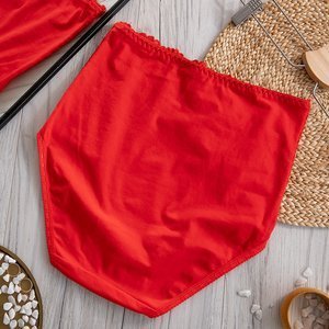 Dámske červené bavlnené nohavičky s čipkou PLUS SIZE - Spodná bielizeň