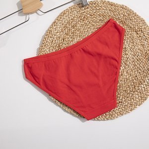 Dámske červené bavlnené nohavičky so zdobením - Spodná bielizeň