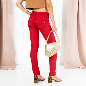 Dámske červené úzke nohavice - Oblečenie