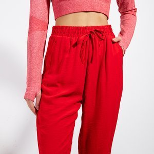 Dámske červené voľné nohavice - Oblečenie