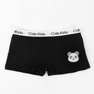 Dámske čierne boxerky s pandou - Spodná bielizeň