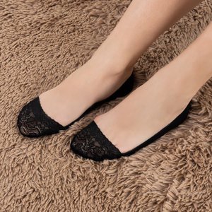 Dámske čierne čipkované balerínky - Ponožky