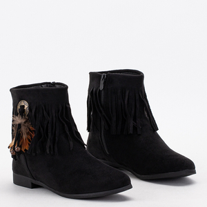 Dámske čierne čižmy a'la kovbojské topánky s ozdobami Akari- Obuv
