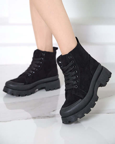 Dámske čierne čižmy s eko semišom Lolut- Footwear