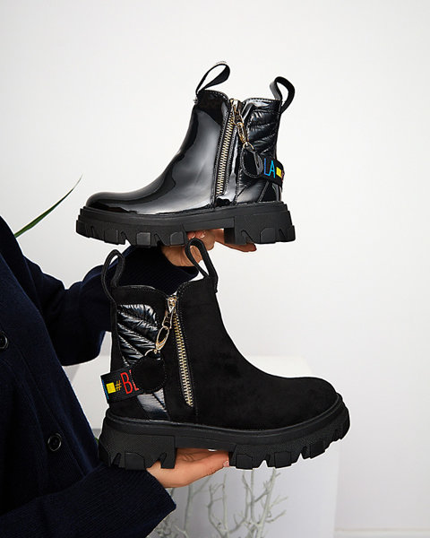 Dámske čierne eko semišové čižmy Osall-Footwear