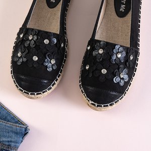 Dámske čierne espadrilky s kvetmi Pellie - topánky