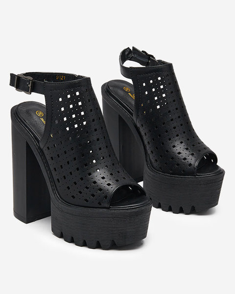 Dámske čierne prelamované sandále na stĺpiku Asage-Footwear