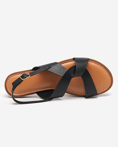 Dámske čierne sandále na plochom podpätku Yojto- Footwear