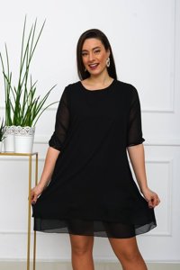 Dámske čierne vzdušné šaty PLUS SIZE - Oblečenie