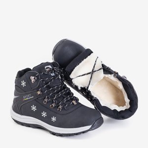 Dámske čierne zateplené snehové topánky s ozdobami Aliza - Obuv