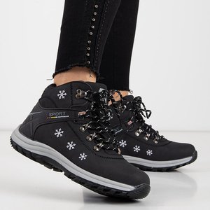 Dámske čierne zateplené snehové topánky s ozdobami Aliza - Obuv