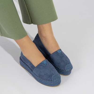Dámske espadrilky Asira modré s kubickým zirkónom - topánky