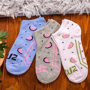 Dámske farebné ponožky s 3 potlačami / balenie - Ponožky
