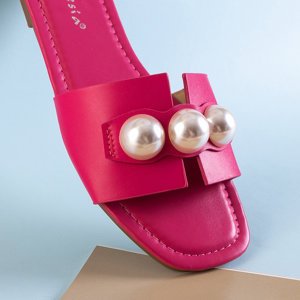 Dámske fuchsiové papuče s perlami Teonilla - Obuv