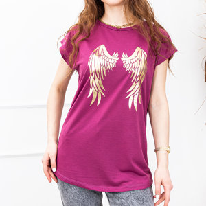 Dámske fuchsiové tričko s krídlami - Oblečenie