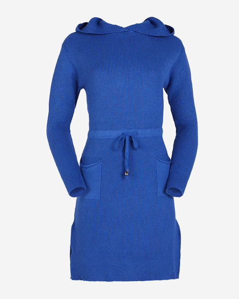 Dámske kobaltové svetre s kapucňou – oblečenie