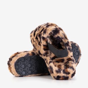 Dámske kožušinové papuče s leopardím vzorom Fornax - Topánky