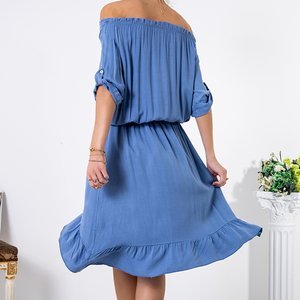 Dámske modré asymetrické šaty a'la spanish - Oblečenie