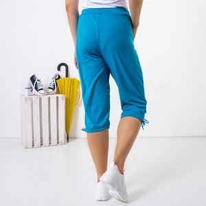 Dámske modré krátke nohavice s vreckami PLUS SIZE - Oblečenie