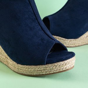 Dámske námornícke modro-semišové klinové sandále Irenea - Obuv