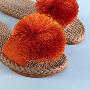 Dámske papuče s bambulkou v oranžovej farbe Azrail - Topánky
