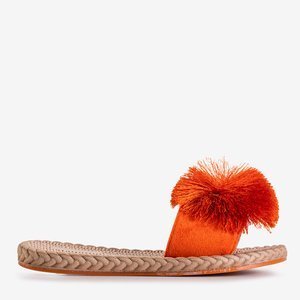 Dámske papuče s bambulkou v oranžovej farbe Azrail - Topánky