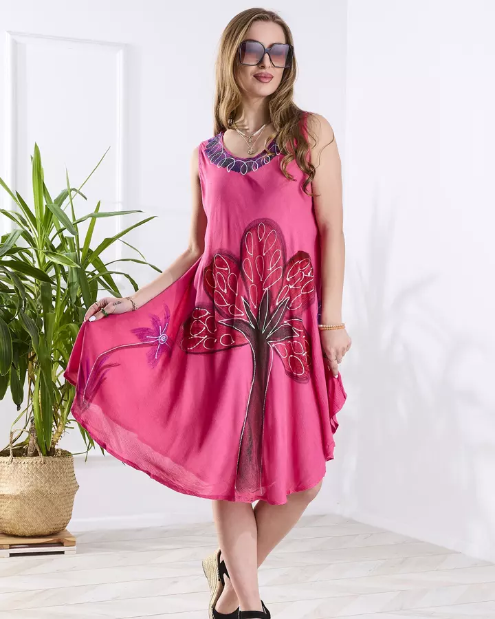 Dámske ružové šaty s kvetinovým motívom - Oblečenie