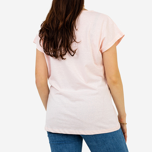 Dámske ružové tričko s potlačou PLUS SIZE - Oblečenie