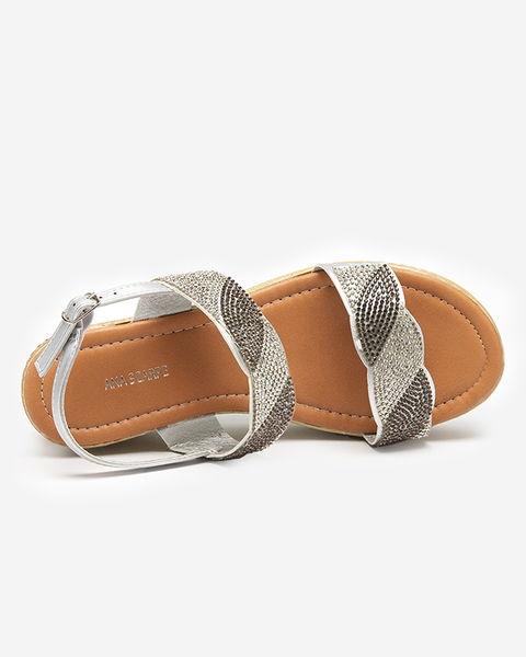 Dámske sandále na klinovom podpätku v striebornej farbe Acroq - Topánky