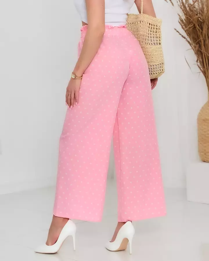 Dámske široké ružové nohavice - Oblečenie
